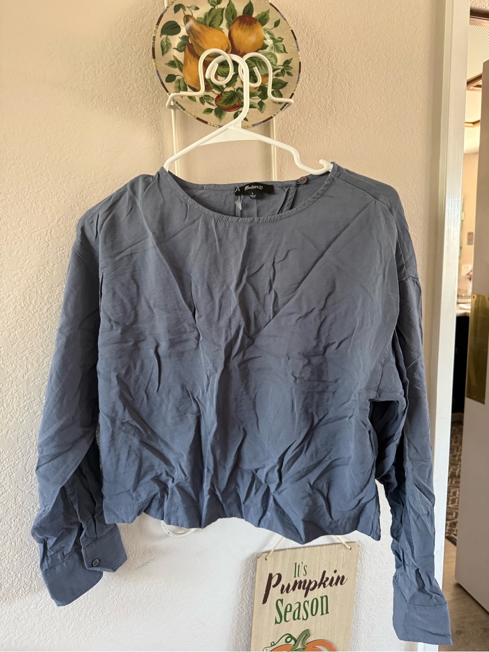 Madewell Dusty Slate Blue Long-Sleeve Crew Top
